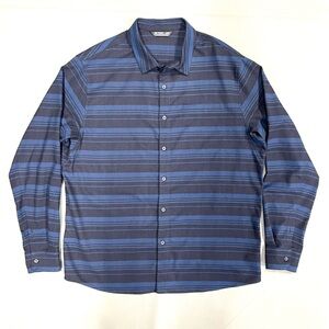 Arcteryx Men’s XL Mainstay Flannel Blue Striped Button Up Long Sleeve
